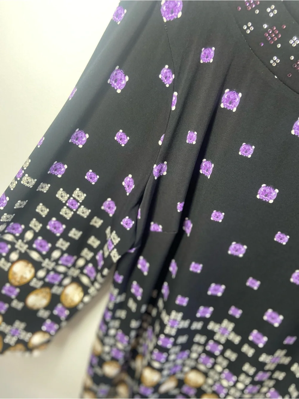 JM Collection Black Tunic with Purple & Gold Jewel Print - Picture 6 of 7